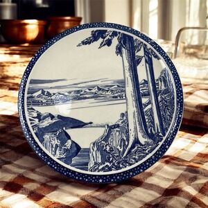 RARE!🇺🇸 Rockwell Kent Our America California Dam 13.5" Chop Plate Vernon Kilns